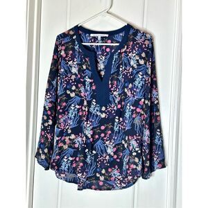 Collective Concepts navy floral blouse size L